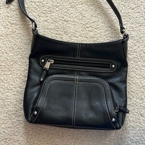 Tignanello cross strap black leather bag